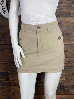 wild fable | Chino Khaki Button-Accent Cotton Mini Skirt Tan